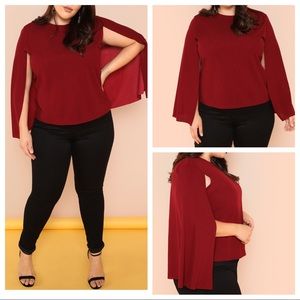 NWT•L-2X•CHIC•Melanie Merlot Cape Coat Top•NWT